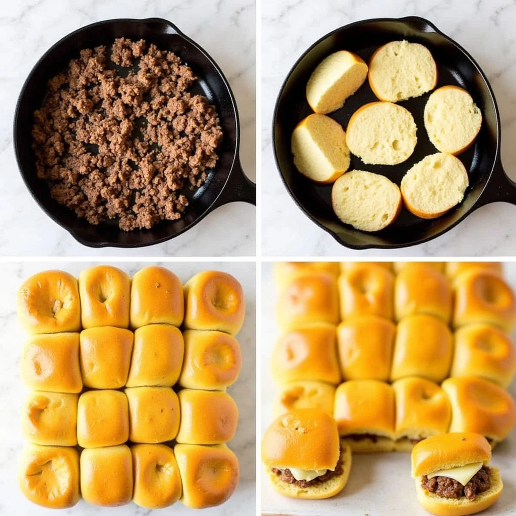 Hawaiian Roll Cheeseburger Sliders steps