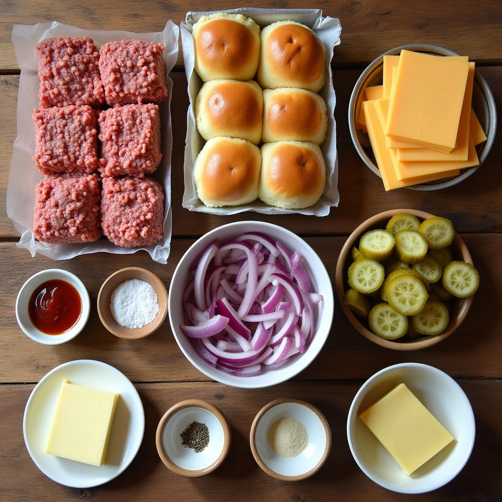 Hawaiian Roll Cheeseburger Sliders ingredients